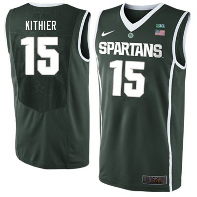 Men Thomas Kithier Michigan State Spartans #15 Nike NCAA Green Authentic College Stitched Basketball Jersey VO50O16VR